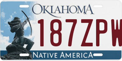 OK license plate 187ZPW