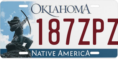 OK license plate 187ZPZ