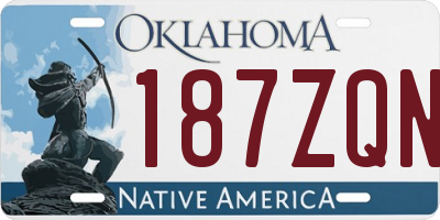 OK license plate 187ZQN