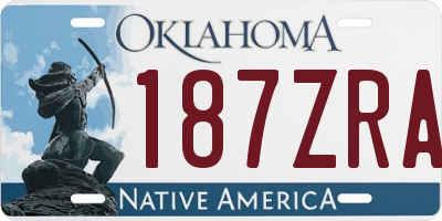 OK license plate 187ZRA