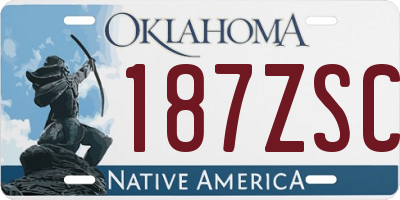 OK license plate 187ZSC