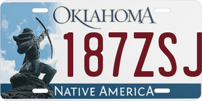 OK license plate 187ZSJ