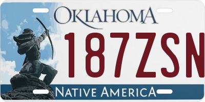 OK license plate 187ZSN