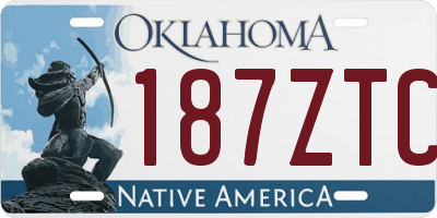 OK license plate 187ZTC