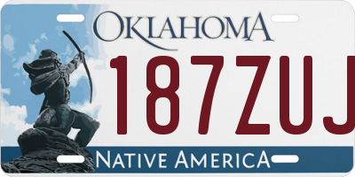 OK license plate 187ZUJ