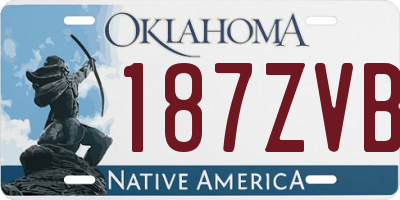 OK license plate 187ZVB