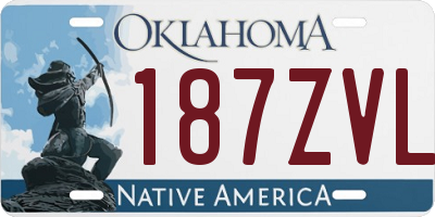 OK license plate 187ZVL