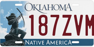 OK license plate 187ZVM