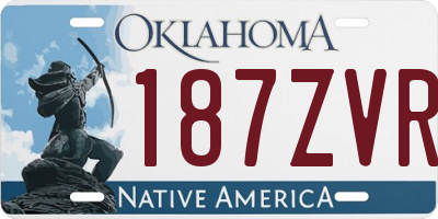 OK license plate 187ZVR