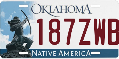 OK license plate 187ZWB