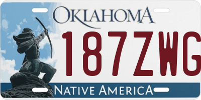 OK license plate 187ZWG