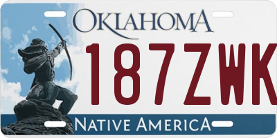 OK license plate 187ZWK