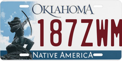 OK license plate 187ZWM