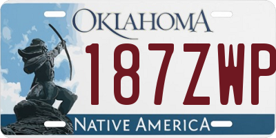 OK license plate 187ZWP