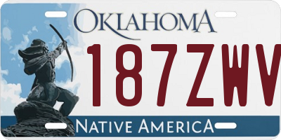 OK license plate 187ZWV