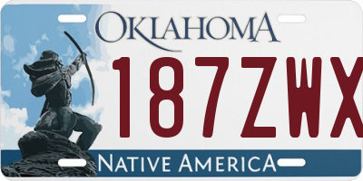 OK license plate 187ZWX