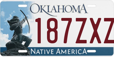 OK license plate 187ZXZ