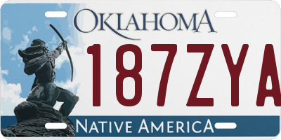 OK license plate 187ZYA