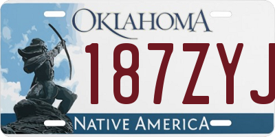 OK license plate 187ZYJ