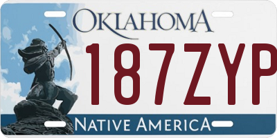 OK license plate 187ZYP