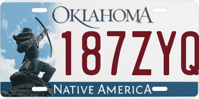 OK license plate 187ZYQ