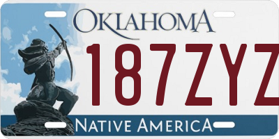 OK license plate 187ZYZ