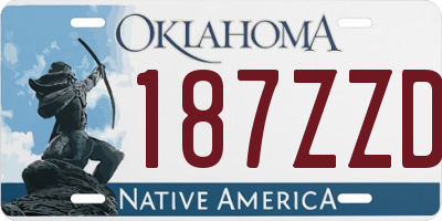 OK license plate 187ZZD