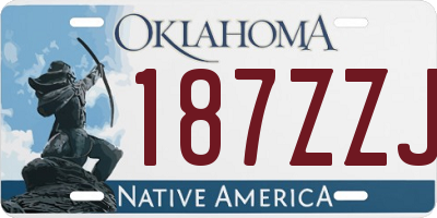 OK license plate 187ZZJ