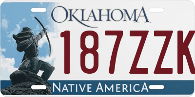 OK license plate 187ZZK