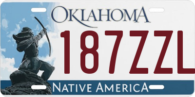 OK license plate 187ZZL