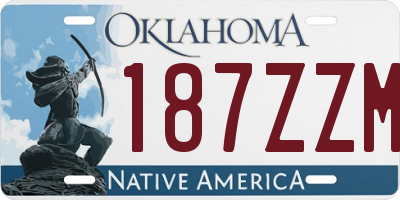 OK license plate 187ZZM