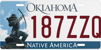 OK license plate 187ZZQ