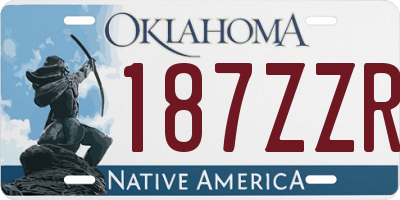 OK license plate 187ZZR