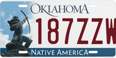OK license plate 187ZZW