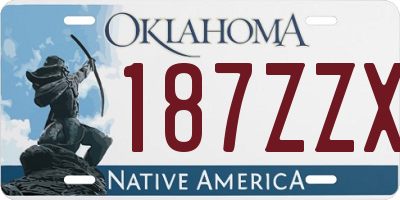 OK license plate 187ZZX