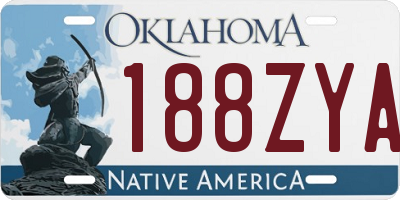 OK license plate 188ZYA