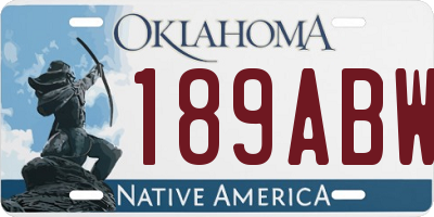 OK license plate 189ABW