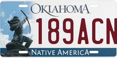 OK license plate 189ACN