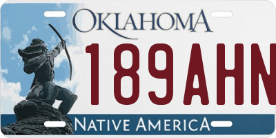 OK license plate 189AHN