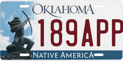 OK license plate 189APP