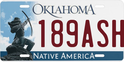OK license plate 189ASH