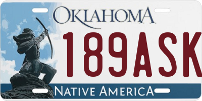 OK license plate 189ASK