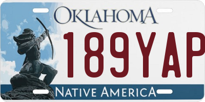 OK license plate 189YAP