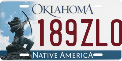 OK license plate 189ZLO