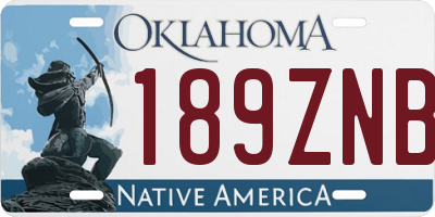 OK license plate 189ZNB