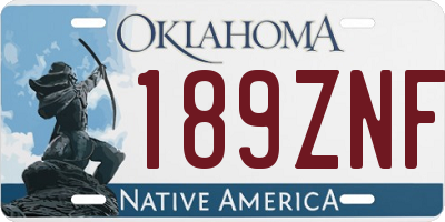 OK license plate 189ZNF