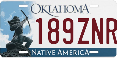 OK license plate 189ZNR