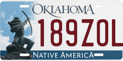 OK license plate 189ZOL