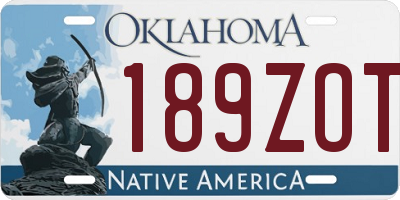 OK license plate 189ZOT