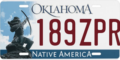 OK license plate 189ZPR